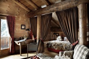 Intimate and private romantic bedroom at French ski chalet, Les Fermes de Marie.